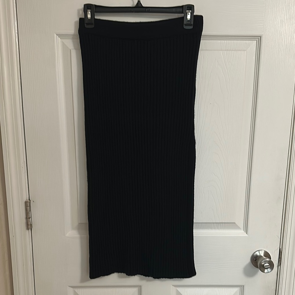 Black Midi Pencil Skirt for Work